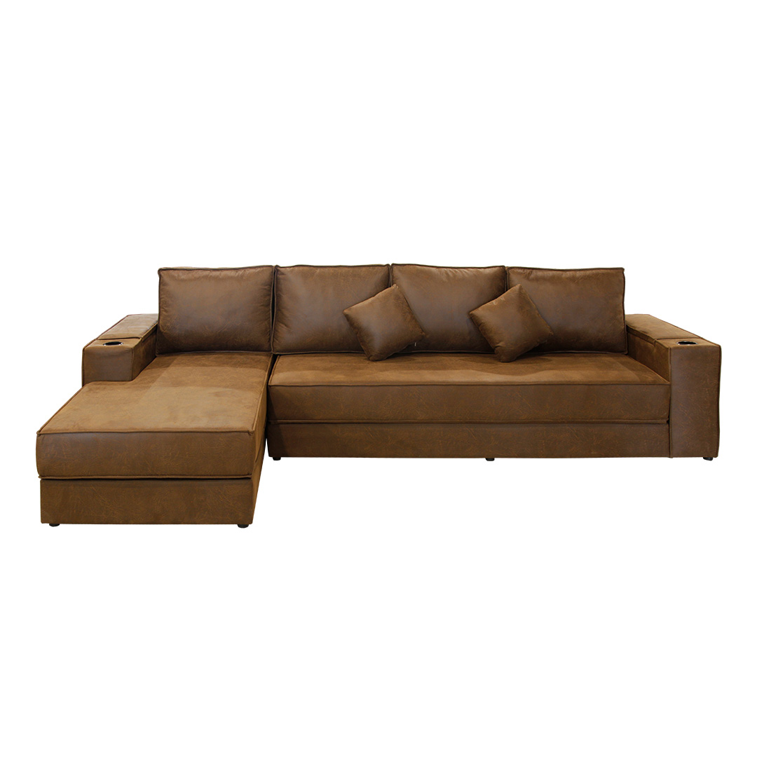 โซฟาเข้ามุม BERLIN-L 4 ที่นั่ง (หนัง SOFT TECH) สีน้ำตาล