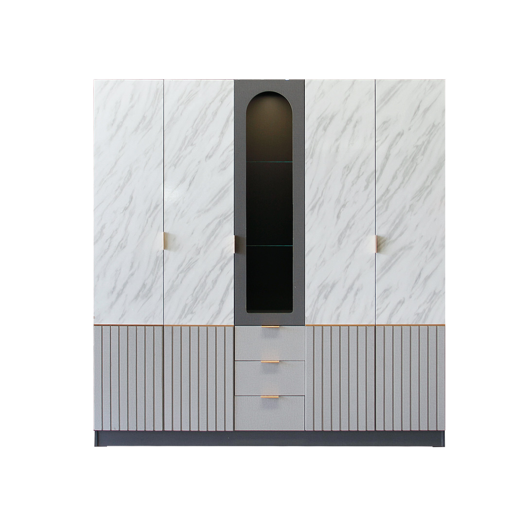 alt="ตู้เสื้อผ้า 4 บานเปิด รุ่น MADISON มีไฟ"