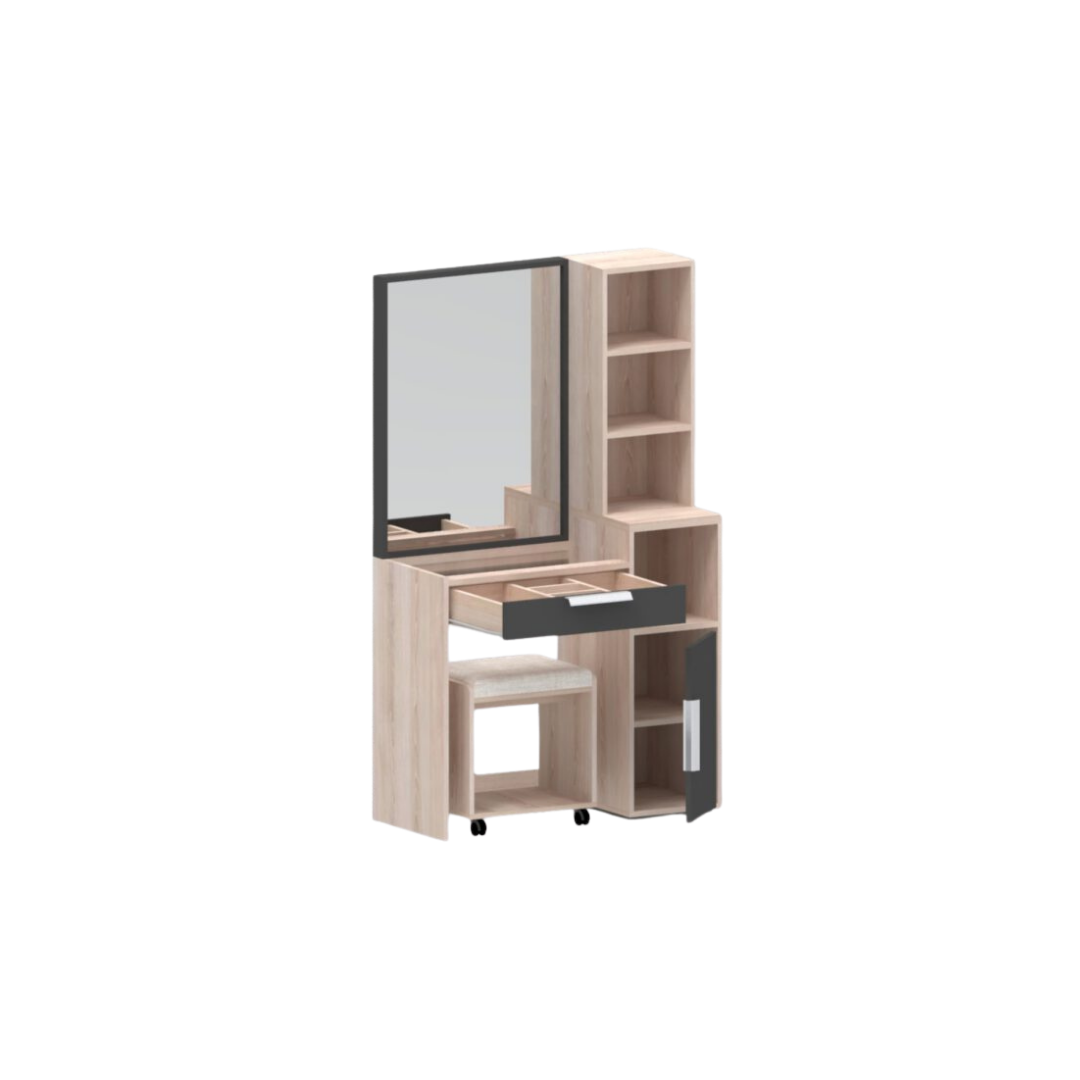 alt="โต๊ะแป้ง + สตูล GRANDIO WD-903 สีโซลิค กราไฟท์"